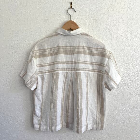 Madewell Linen-Blend Safari Shirt: Undyed Edition Natural Button Up Short Sleeve - Picture 6 of 10